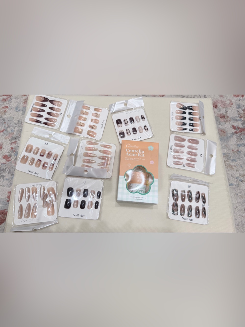 10 Assorted Press-On Nail Sets and Pimple Patch set
